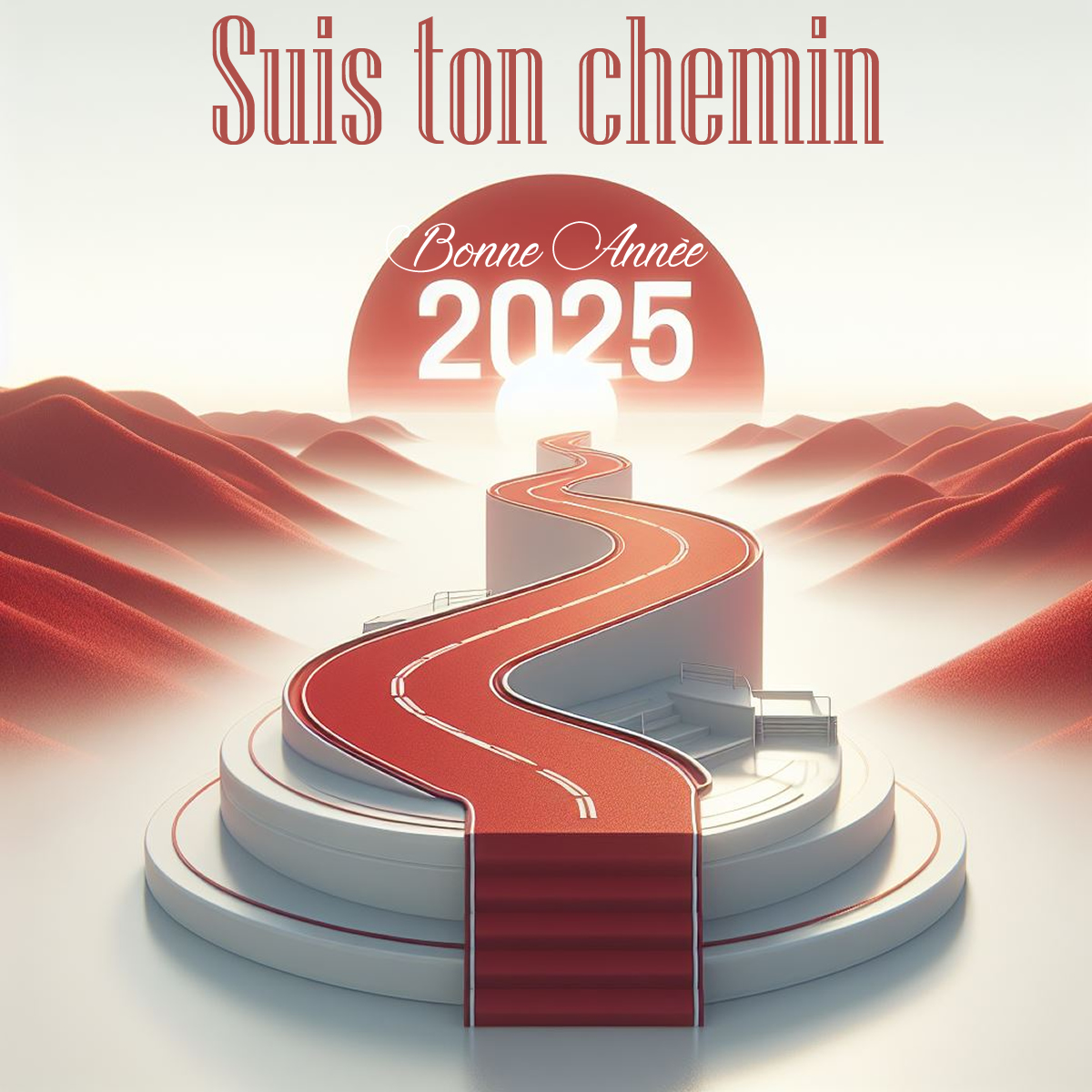 image suggestive avec texte de vœux pour le Nouvel An 2025