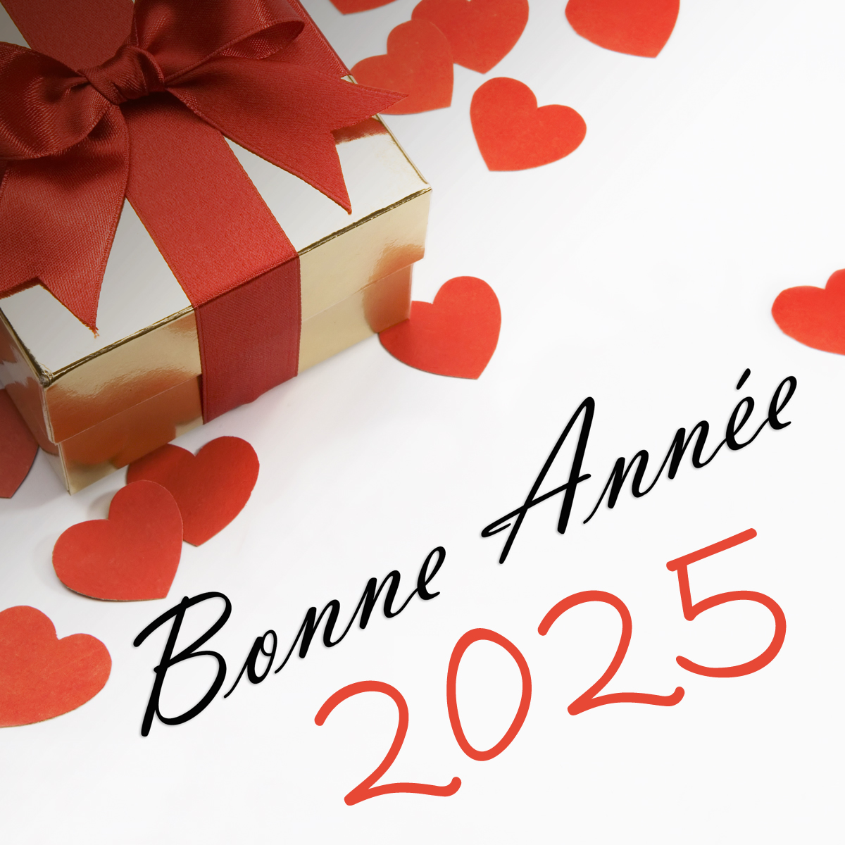 image de voeux romantique avec cadeau pour le nouvel an 2025