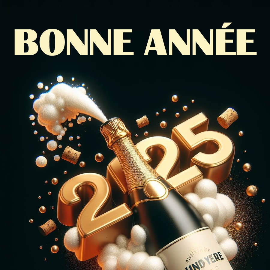 Image de vœux avec un champagne
 débouché pour 2025