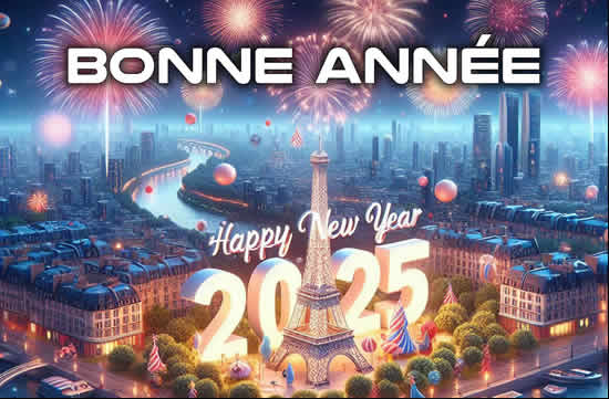 Bonne année 2025 image avec feux d'artifice